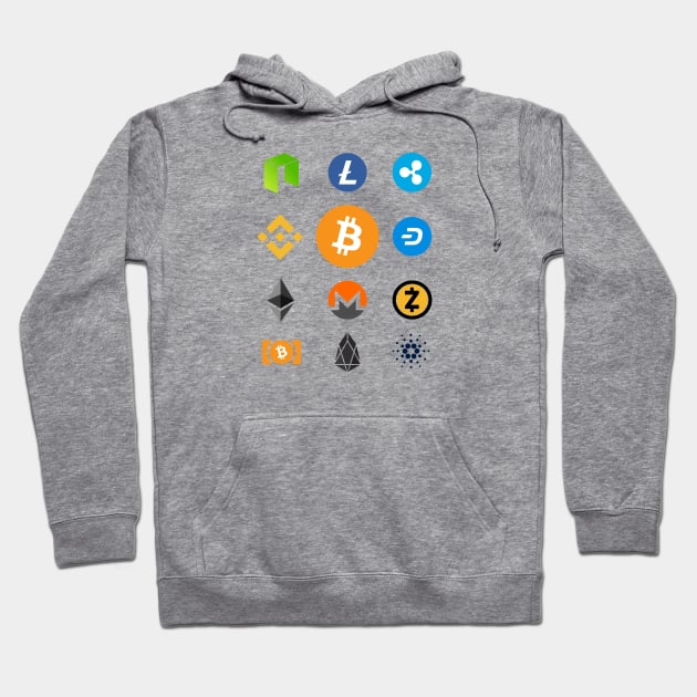 Cryptocurrency Logos Hoodie by Cryptolife